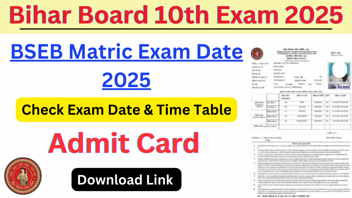 Bihar Board 10th Exam Date 2025