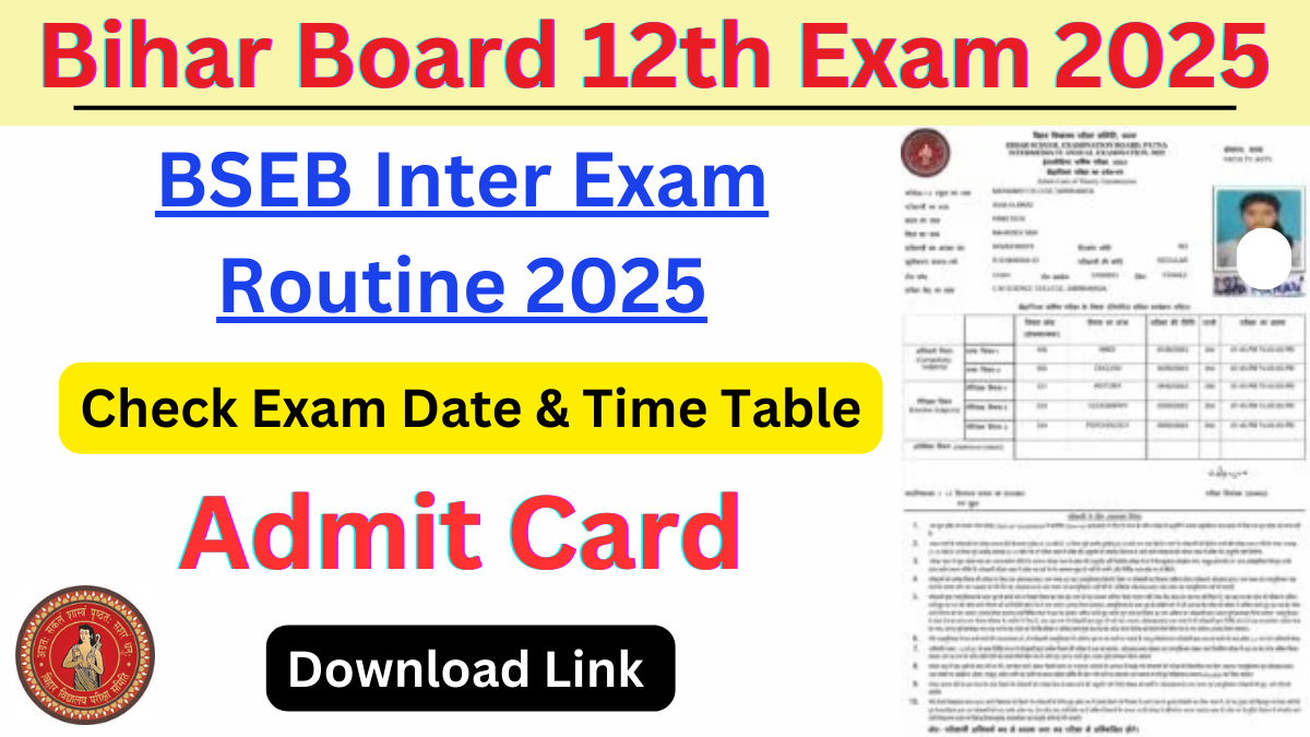 Bihar Board 12th Exam Date 2025