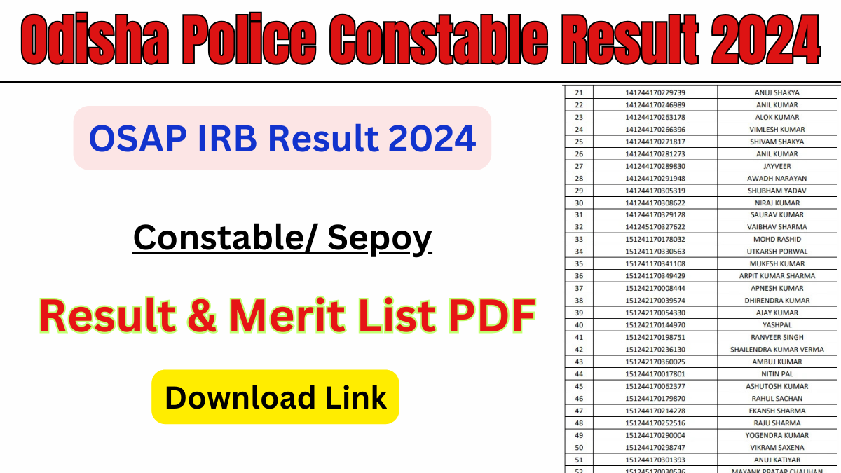 Odisha Police Constable Result 2024