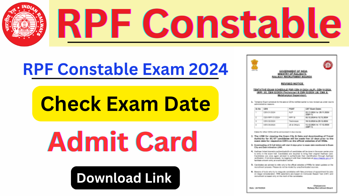 RPF Constable Exam Date 2024