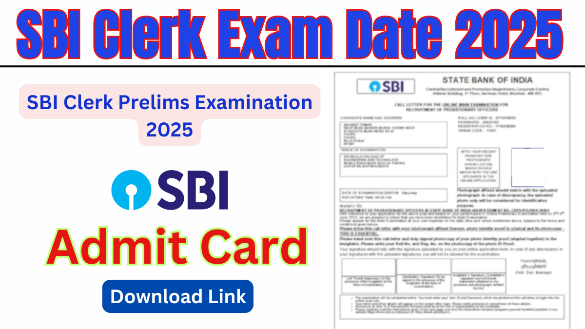 SBI Clerk Exam Date 2025