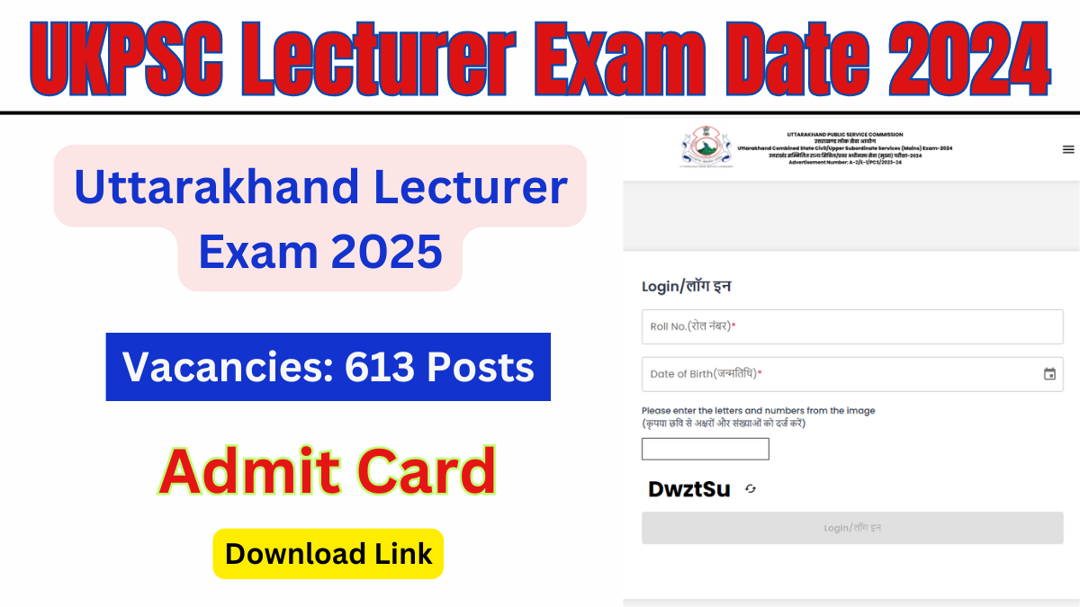 UKPSC Lecturer Exam Date